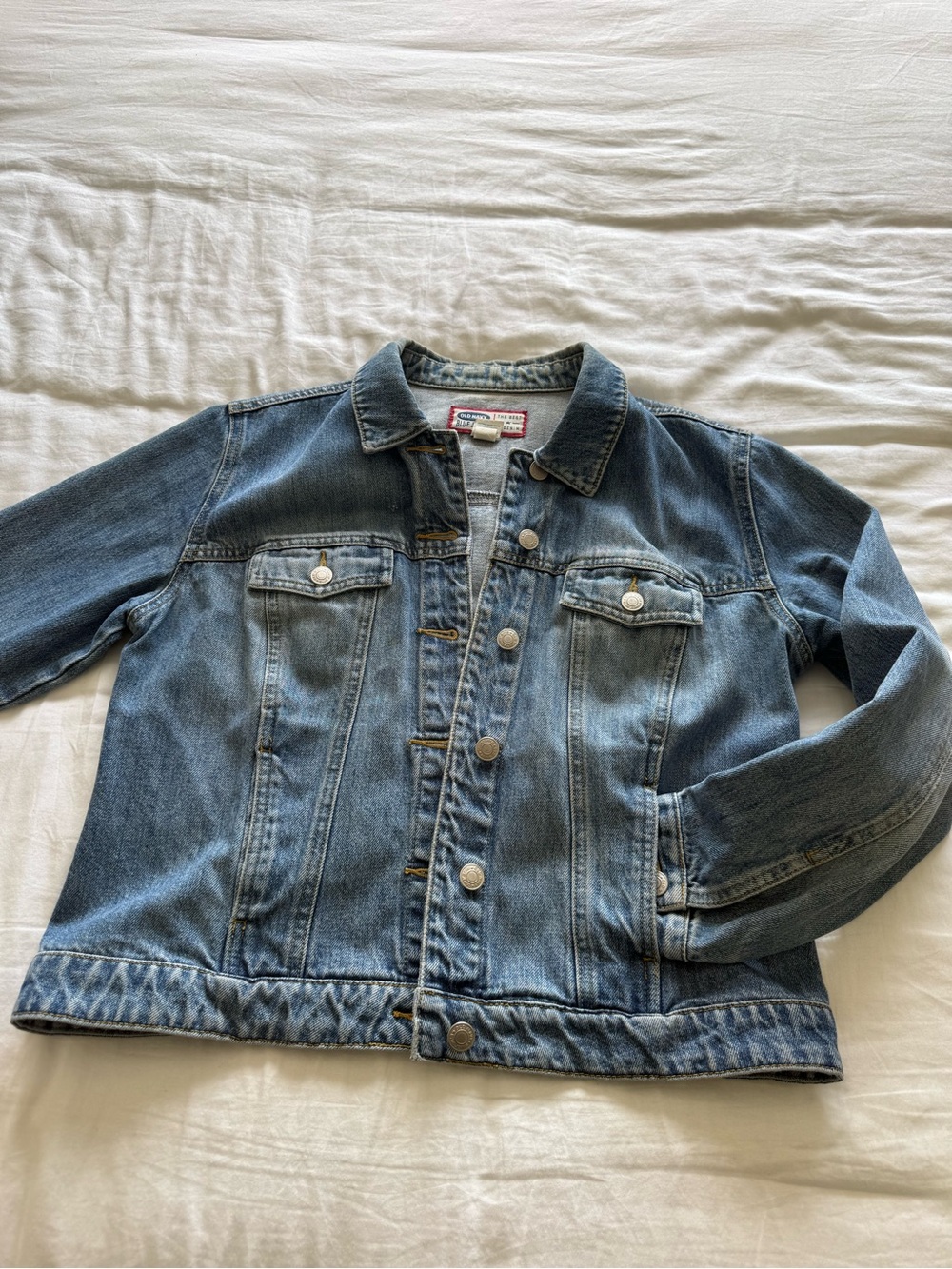 Old Navy Light Blue Denim Jacket with Red Label